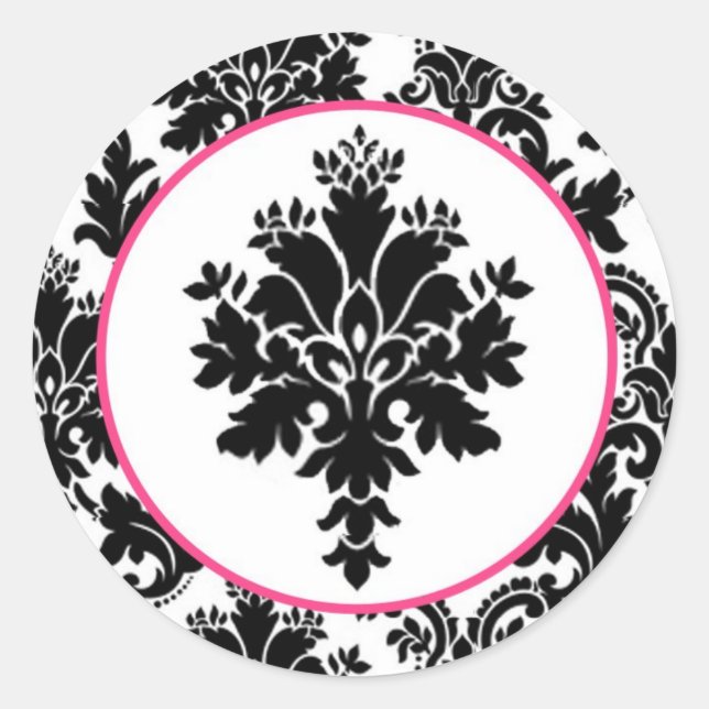 20 - 1.5  Envelope Seal Black Hot Pink Damask Lace (Front)