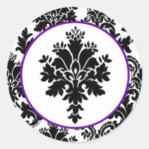 20 - 1.5  Envelope Seal Black Purple Damask Lace