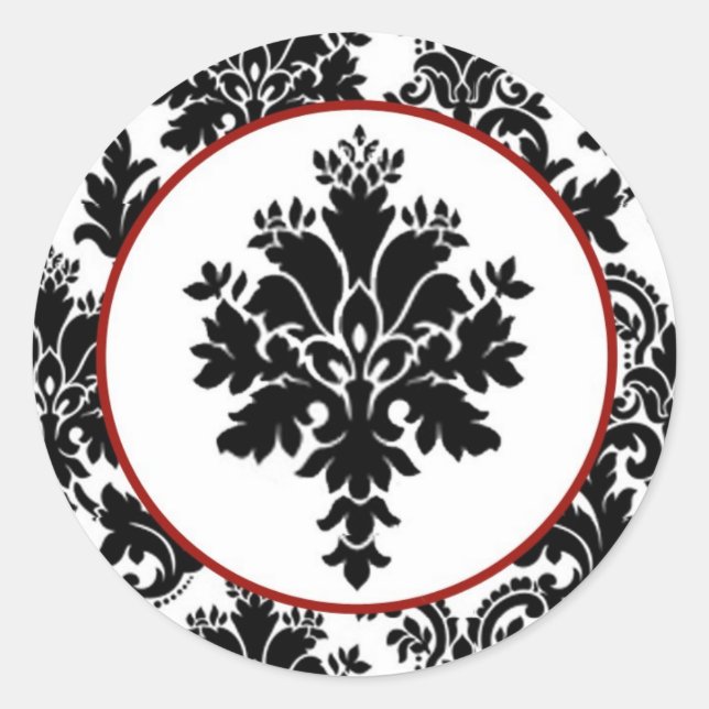 20 - 1.5  Envelope Seal Black Red Damask Lace (Front)