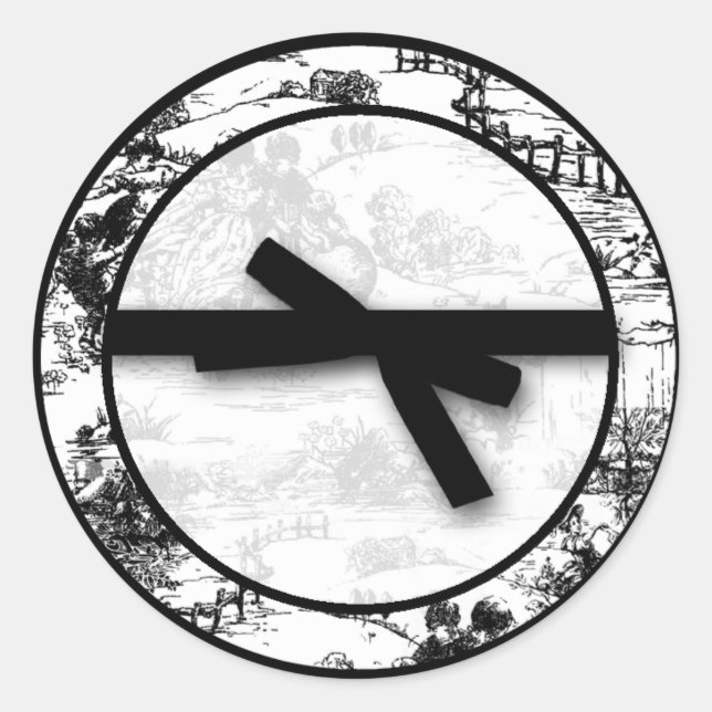 20 - 1.5"  Envelope Seal Black White Toile Fabric (Front)