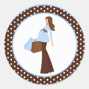 20 - 1.5" Envelope Seal Blue Mod Mum Polka Dots