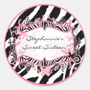 20 - 1.5" Envelope Seal Butterfly Zebra Print