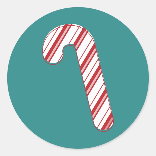 20 - 1.5" Envelope Seal Candy Cane Stripes on Teal (Front)