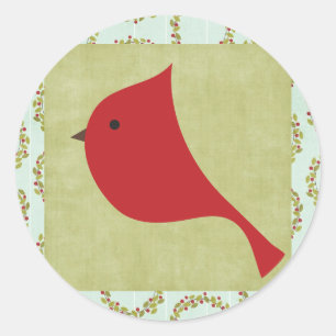 20 - 1.5" Envelope Seal Cardinal Christmas Bird