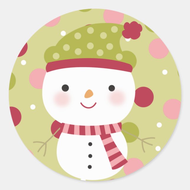 20 - 1.5" Envelope Seal Frosty Snowman Polka Dot B (Front)