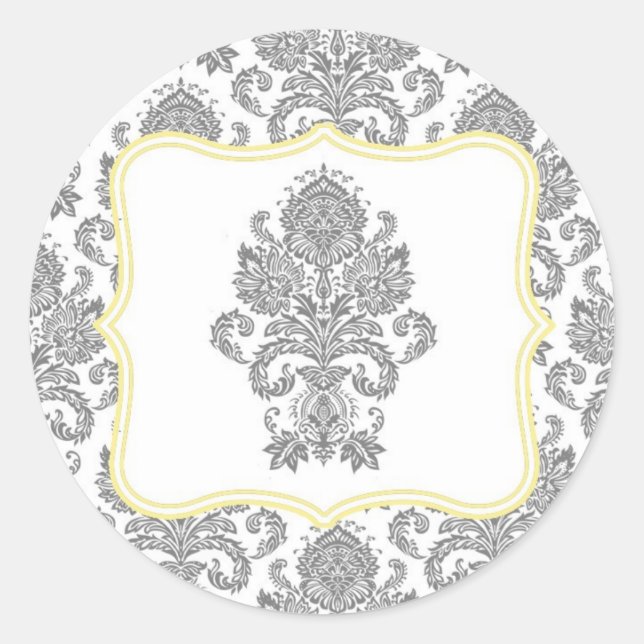 20 - 1.5  Envelope Seal Grey Yellow Damask Lace (Front)