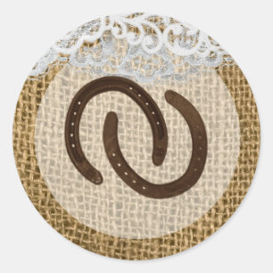 20 - 1.5  Envelope Seal Horse Shoes on Burlap Lace