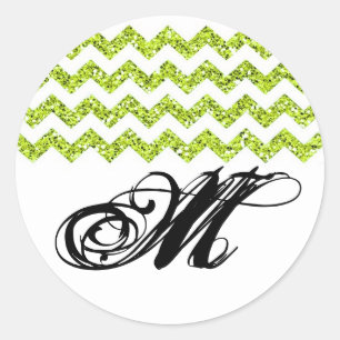 20 - 1.5  Envelope Seal Lime Glitter Chevron Strip