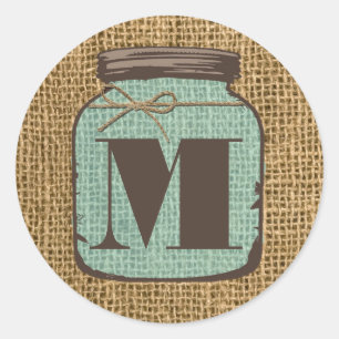 20 - 1.5  Envelope Seal Mason Jar Burlap Country