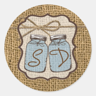 20 - 1.5 Envelope Seal Mason Jar Burlap Country