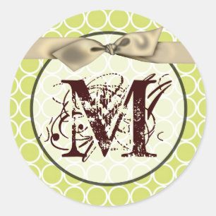 20 - 1.5  Envelope Seal Monogram Green Cricle Patt