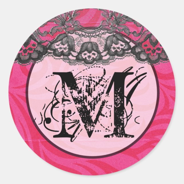 20 - 1.5  Envelope Seal Monogram Lace Zebra Pink (Front)