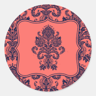 20 - 1.5 Envelope Seal Navy Blue Cora Damask Lace