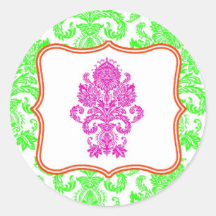 20 - 1.5 Envelope Seal Neon Green Pin Damask Lace