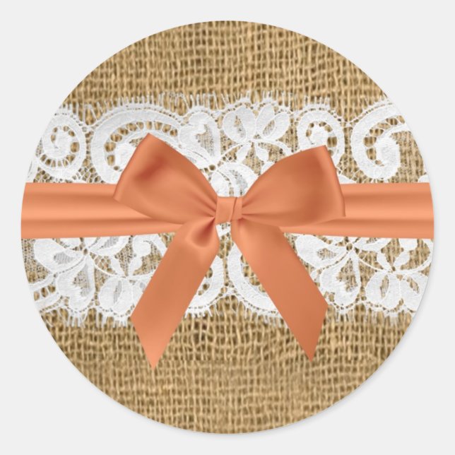 20 - 1.5 Envelope Seal Orange Burlap Lace (Front)