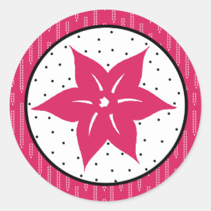 20 - 1.5" Envelope Seal Pink and Black Wild Flower
