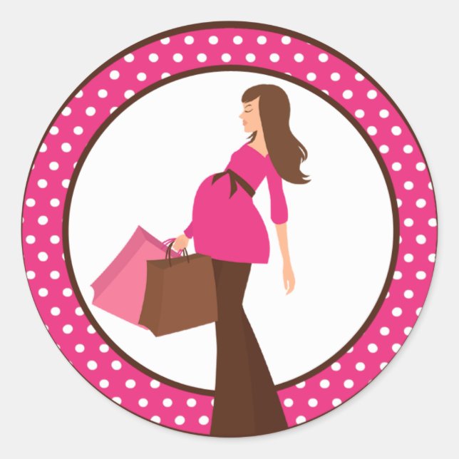 20 - 1.5"  Envelope Seal Pink Mod Mum Polka Dots (Front)