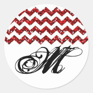 20 - 1.5 Envelope Seal Red Glitter Chevron Stripe