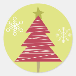 20 - 1.5" Envelope Seal Red Tree Christmas Holly