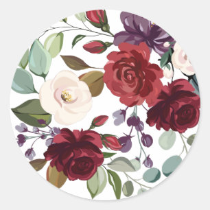 20 - 1.5  Envelope Seal Roses on White with Gold G