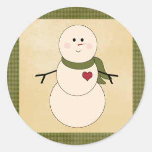 20 - 1.5" Envelope Seal Rustic Snowman with Scarf