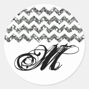 20 - 1.5  Envelope Seal Silv Glitter Chevron Strip