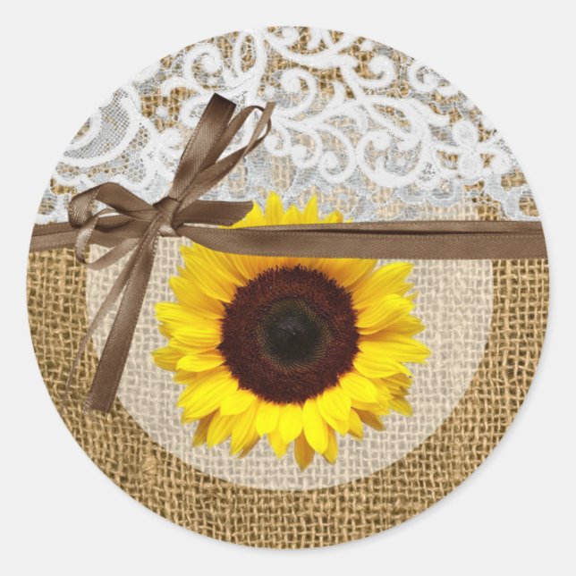20 - 1.5  Envelope Seal Sunflower Lace Burlap Coun (Front)