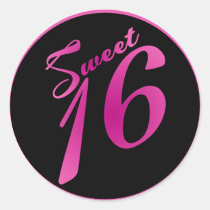 20 - 1.5" Envelope Seal Sweet 16 Pink Black Party
