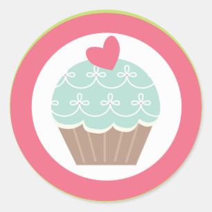 20 - 1.5" Envelope Seal Tea Party Cupcake Pink