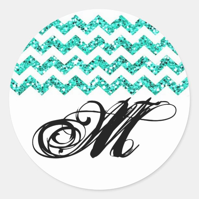 20 - 1.5  Envelope Seal Teal Glitter Chevron Strip (Front)