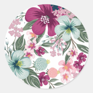 20 - 1.5  Envelope Seal Tropical Flowers on White