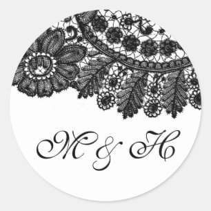 20 - 1.5 Envelope Seal Vintage Black Lace Doilies