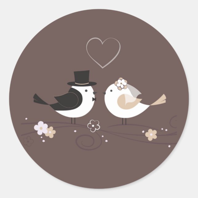 20 - 1.5  Envelope Seal Wedding Birds Bride Groom (Front)
