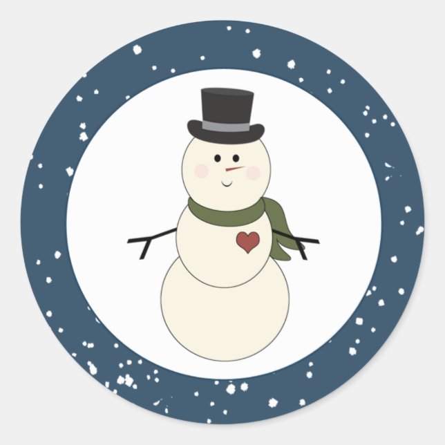 20 - 1.5" Envelope Seals Blue & Mr. Snowman (Front)