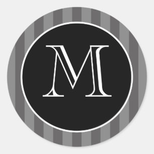 20 - 1.5" Envelope Sticker Black Grey Flourish Str