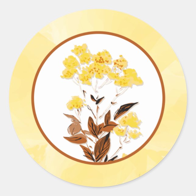 20 - 1.5" Envelope Sticker Mustard Yellow Poppy Fl (Front)