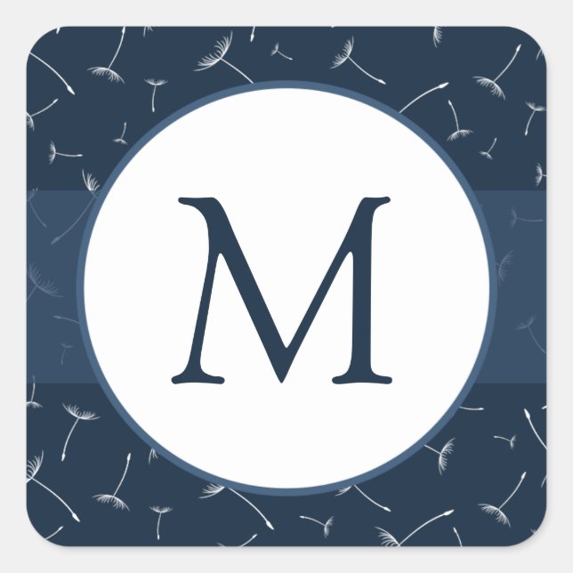 20 - 1.5" Envelope Sticker Navy Blue Dandelion Flo (Front)