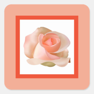 20 - 1.5" Envelope Sticker Pink/Peach Rose with Le