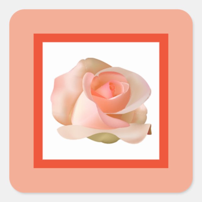 20 - 1.5" Envelope Sticker Pink/Peach Rose with Le (Front)