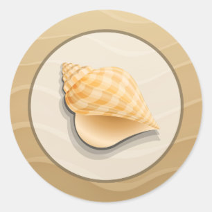 20 - 1.5" Envelope Sticker Seashells on Sandy Beac