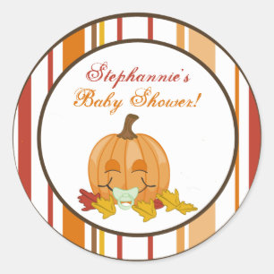 20 - 1.5"  Favour Stickers Autumn Fall Pumpkin Bab