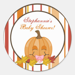 20 - 1.5"  Favour Stickers Autumn Fall Pumpkin Bab
