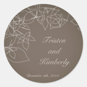 20 - 1.5"  Favour Stickers Autumn Floral Fall Grey