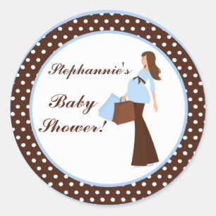 20 - 1.5" Favour Stickers Blue Mod Mum Polka Dots