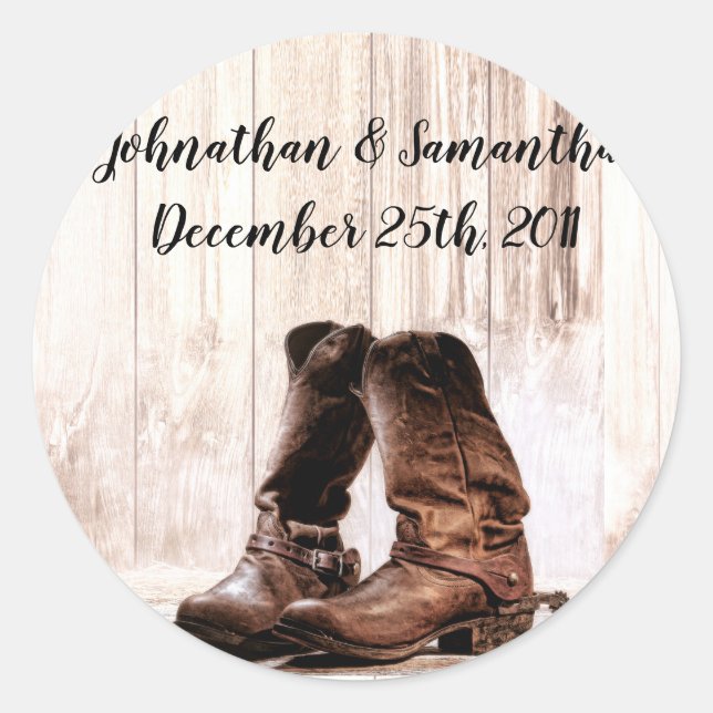 20 - 1.5"  Favour Stickers Boots Country Rustic We (Front)