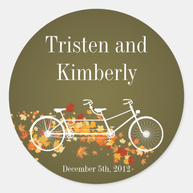 20 - 1.5"  Favour Stickers Brown Fall Double Bike (Front)