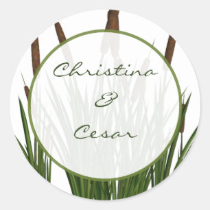 20 - 1.5" Favour Stickers Cattail/Dragonfly in Col