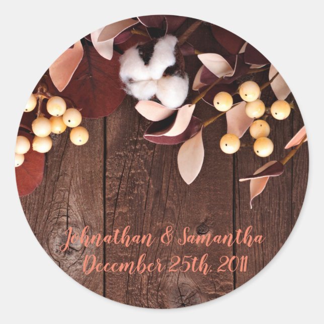 20 - 1.5"  Favour Stickers Cotton Branch on Dark W (Front)