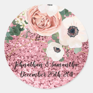 20 - 1.5" Favour Stickers Geometric Garden Rose