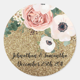 20 - 1.5" Favour Stickers Geometric Garden Rose